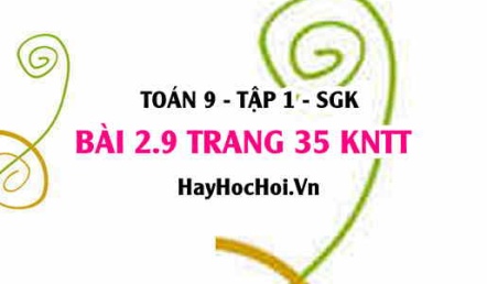 Bài 2.9 trang 35 Toán 9 tập 1 Kết nối tri thức